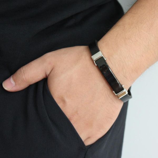 charm bracelets 2021 chic braided men bracelet black silicone titanium steel clasp male jewelry silvery/black color, Golden;silver
charm bracelets 2021 chic braided men bracelet black silicone titanium steel clasp male jewelry silvery/black color, Golden;silver