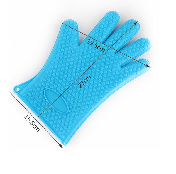 

new silicone bbq gloves anti slip heat resistant microwave oven pot baking cooking kitchen tool five fingers gloves wx9-11