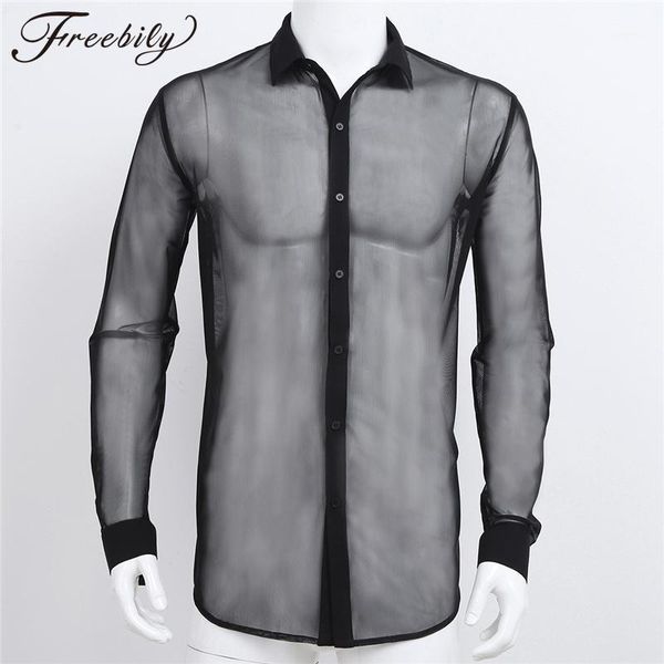 transparent mens shirt fashion see through mesh long sleeve shirt clubwear soft for party prom marriage event1, White;black
transparent mens shirt fashion see through mesh long sleeve shirt clubwear soft for party prom marriage event1, White;black