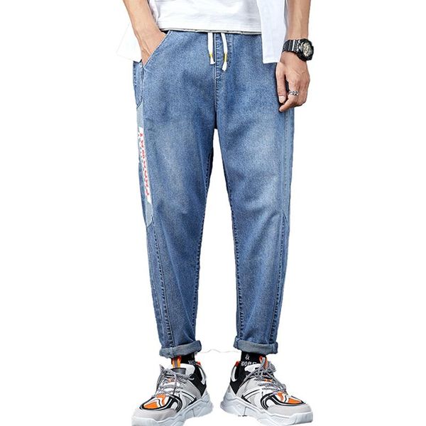 2021 men designer patchwork elastic jeans man straight vintage narrow leg harem pants loose male hip hop oversized, Blue
2021 men designer patchwork elastic jeans man straight vintage narrow leg harem pants loose male hip hop oversized, Blue