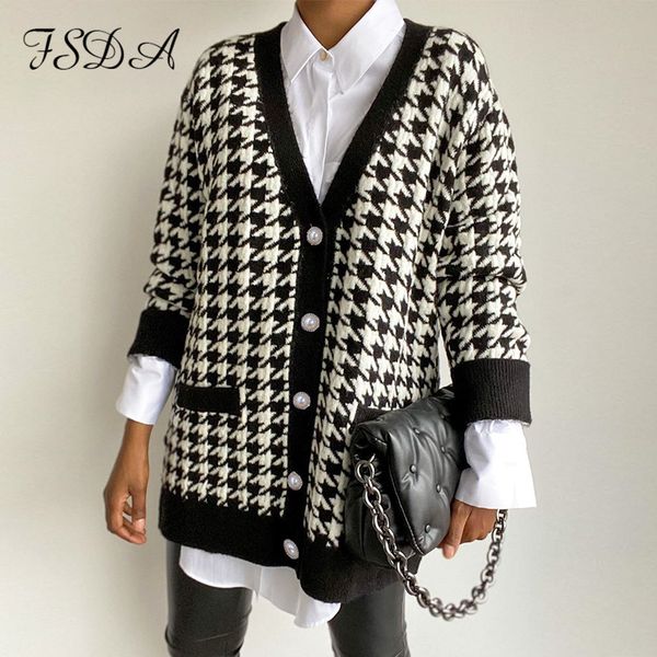 v ne women button bla houndstooth cardigan 2021 long sleeve sweater autumn winter knitted loose oversized jumper casual, Black
v ne women button bla houndstooth cardigan 2021 long sleeve sweater autumn winter knitted loose oversized jumper casual, Black