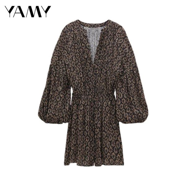 2021 autumn chic floral print dress female v neck elastic waist mini dress women's casual elegant lantern long sleeve clothes, Black;gray
2021 autumn chic floral print dress female v neck elastic waist mini dress women's casual elegant lantern long sleeve clothes, Black;gray