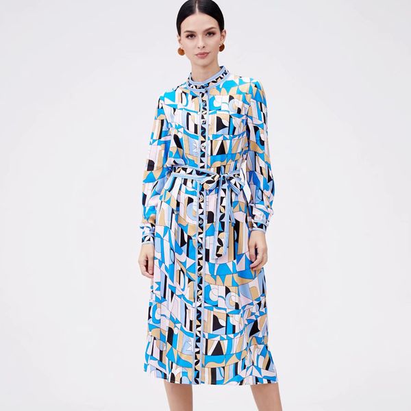 women's runway dresses o neck long sleeves printed sash bow belt split fashion high street casual dresses, Black
women's runway dresses o neck long sleeves printed sash bow belt split fashion high street casual dresses, Black
