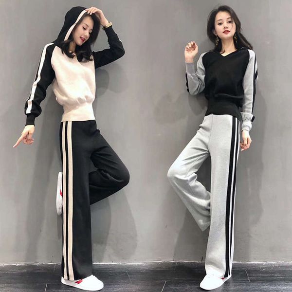 clothes, and autumn fashionable western spring style leisure wide leg pants, two piece knitted sportswear suit for women, Gray
clothes, and autumn fashionable western spring style leisure wide leg pants, two piece knitted sportswear suit for women, Gray