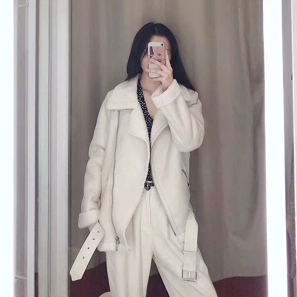 2021 new autumn winter women leather lamb streetwear thickness female lambskin jacket with outwear belt 1qqg, Black
2021 new autumn winter women leather lamb streetwear thickness female lambskin jacket with outwear belt 1qqg, Black