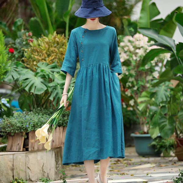 summer 2020 dresslong dress solid color linen dress with waist closing and thin lace up big skirt high waist mid sleeve long skirt qvdlc qvd, Black;gray
summer 2020 dresslong dress solid color linen dress with waist closing and thin lace up big skirt high waist mid sleeve long skirt qvdlc qvd, Black;gray
