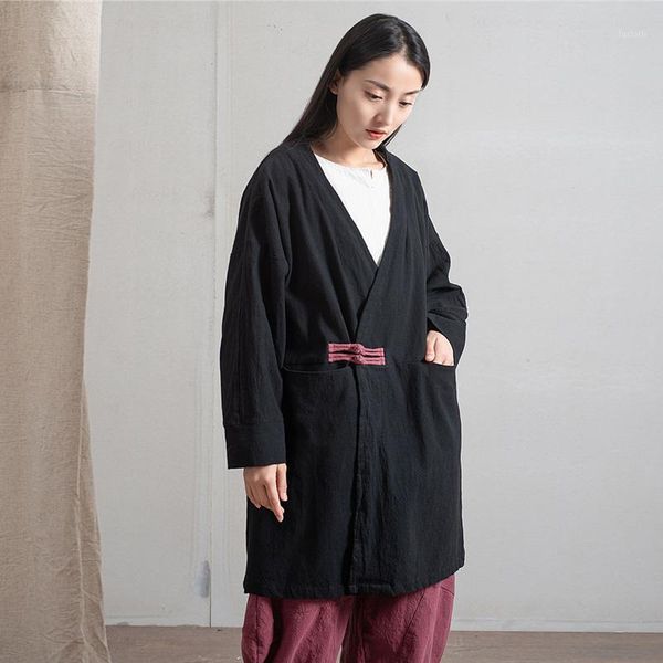 johnature chinese style trench women cotton linen coats button pockets 2019 spring new v-neck long sleeve solid color trench1, Tan;black
johnature chinese style trench women cotton linen coats button pockets 2019 spring new v-neck long sleeve solid color trench1, Tan;black