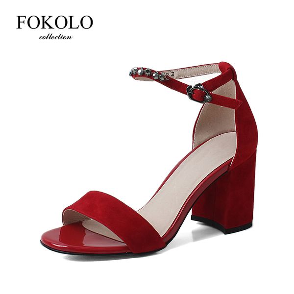 fokolo new sandals for women buckle strap ankle strap thick heels 2020 summer red kid suede upper party classic ladies shoes l10 0928, Black
fokolo new sandals for women buckle strap ankle strap thick heels 2020 summer red kid suede upper party classic ladies shoes l10 0928, Black