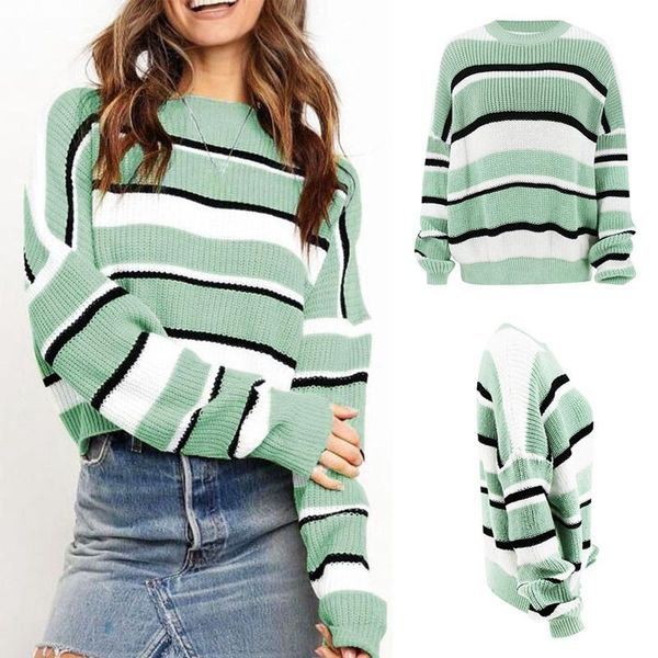 striped loose ladies sweater pullover fall/winter green contrast color thin pullover knitted sweater, White;black
striped loose ladies sweater pullover fall/winter green contrast color thin pullover knitted sweater, White;black