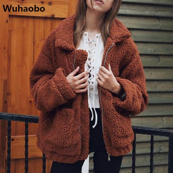 wuhaobo good quality with lining sweatshirt fleece fur coat women autumn winter warm soft jacket plush zipper overcoat outerwear, Black;brown
wuhaobo good quality with lining sweatshirt fleece fur coat women autumn winter warm soft jacket plush zipper overcoat outerwear, Black;brown