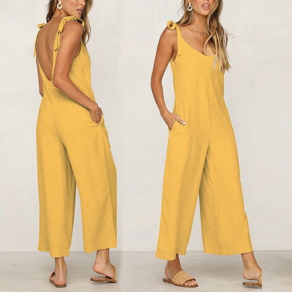 elegant jumpsuit women casual loose fashion long solid strap wide leg jumpsuits womens tie up backless vacation new, Black;white
elegant jumpsuit women casual loose fashion long solid strap wide leg jumpsuits womens tie up backless vacation new, Black;white