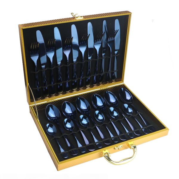 24pcs set noble blue stainless steel rainbow dinnerware cutlery set knife fork spoons silverware dinner set new year box gift
24pcs set noble blue stainless steel rainbow dinnerware cutlery set knife fork spoons silverware dinner set new year box gift