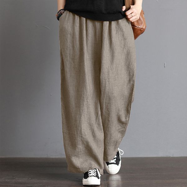 5xl plus size women's casual loose wide leg pants vintage elastic waist trousers casual cotton linen oversized long pants 1020, Black;white
5xl plus size women's casual loose wide leg pants vintage elastic waist trousers casual cotton linen oversized long pants 1020, Black;white
