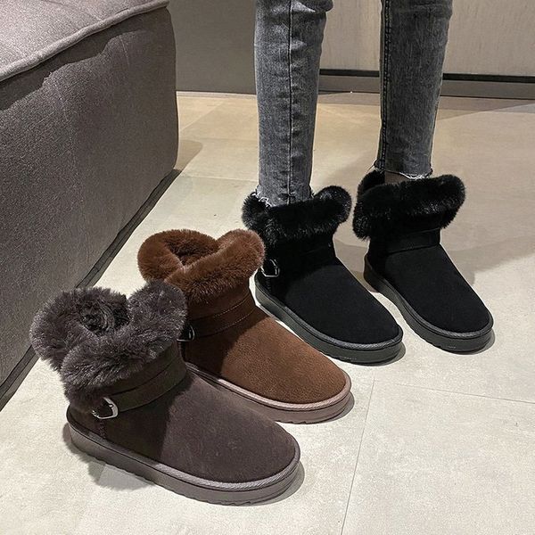 snow boots women winter women's shoes belt buckle plus velvet warmth student woolen cotton boots women, Black
snow boots women winter women's shoes belt buckle plus velvet warmth student woolen cotton boots women, Black