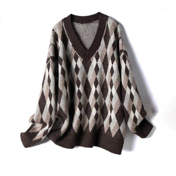 2020 new loose casual knitted sweater women winter sweater v neck retro pullover jumpers1, White;black
2020 new loose casual knitted sweater women winter sweater v neck retro pullover jumpers1, White;black