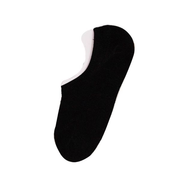 

5 pairs sweat absorbing men invisible socks wothout press non slip solid sneaker casual cotton blend comfortable soft boat, Black
