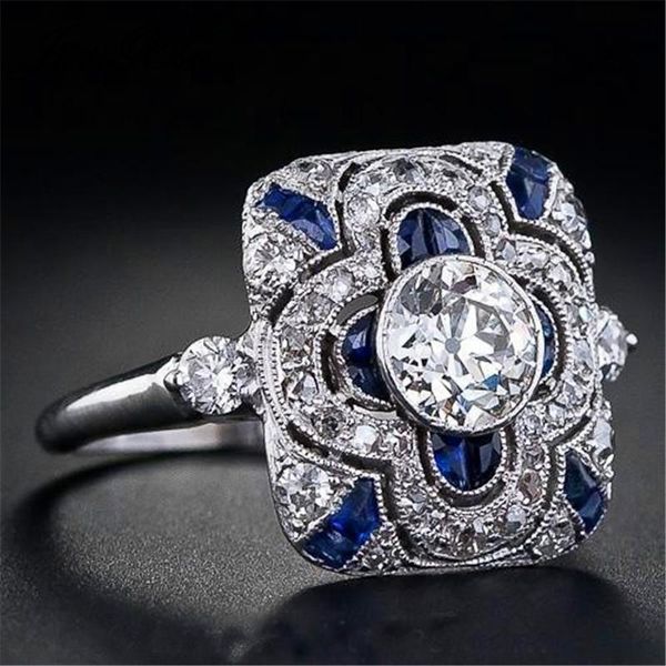 junxin square big rings for women silver color blue zircon stone engagement ring female vintage christmas jewelry, Slivery;golden
junxin square big rings for women silver color blue zircon stone engagement ring female vintage christmas jewelry, Slivery;golden