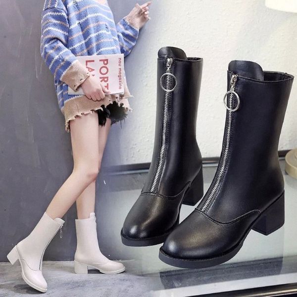 2020 boots new autumn and winter thick heel round toe women's boots front zipper mid-tube short women leather #hg7n, Black
2020 boots new autumn and winter thick heel round toe women's boots front zipper mid-tube short women leather #hg7n, Black