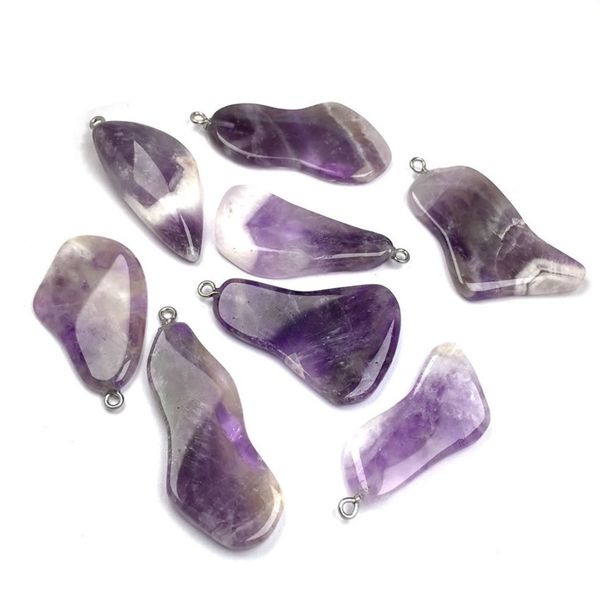 10 pcs ethnic style irregular shape natural amethyst stone pendant for anniversary gift silver plated jewelry 
10 pcs ethnic style irregular shape natural amethyst stone pendant for anniversary gift silver plated jewelry
