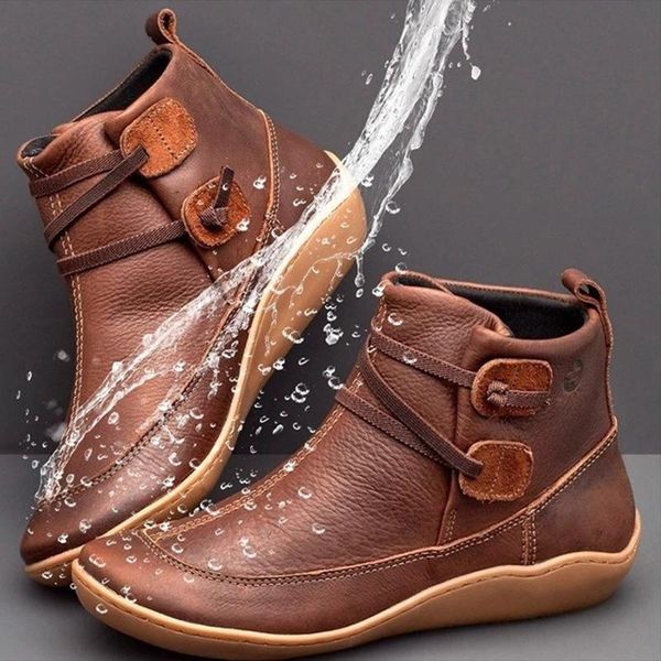 women's braided strap flat heel boots waterproof leather boots female solid round toe ankle zapatos mujer women shoes, Black
women's braided strap flat heel boots waterproof leather boots female solid round toe ankle zapatos mujer women shoes, Black