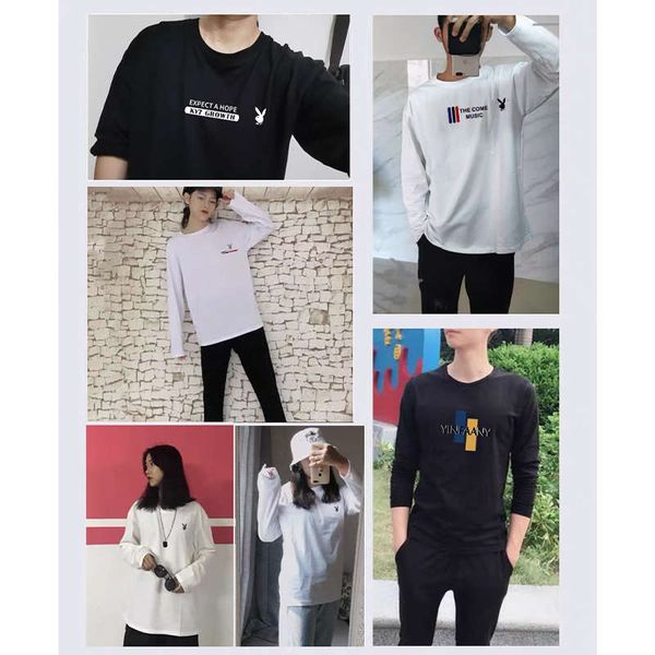 8jhy6k2 playboy 2020 long sleeve t-shirt men's pure cotton white autumn wear bottom coat trend, Black
8jhy6k2 playboy 2020 long sleeve t-shirt men's pure cotton white autumn wear bottom coat trend, Black