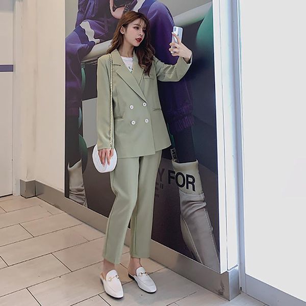 women's two piece pants autumn winter thicken women pant suit light green notched blazer jacket & office wear suits female sets vintage, White
women's two piece pants autumn winter thicken women pant suit light green notched blazer jacket & office wear suits female sets vintage, White