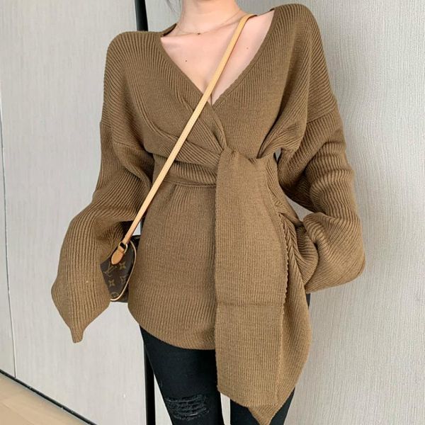 v-neck lace up bandage slim waist knitwear women 2020 autumn new long sleeve knitted women elegant sweater, White
v-neck lace up bandage slim waist knitwear women 2020 autumn new long sleeve knitted women elegant sweater, White