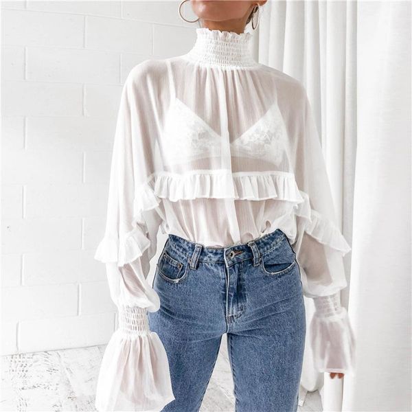 women's blouses & shirts spring and mesh transparent blouse women ruffle long sleeve shirt summer casual fashion blusa 2021 sj, White
women's blouses & shirts spring and mesh transparent blouse women ruffle long sleeve shirt summer casual fashion blusa 2021 sj, White