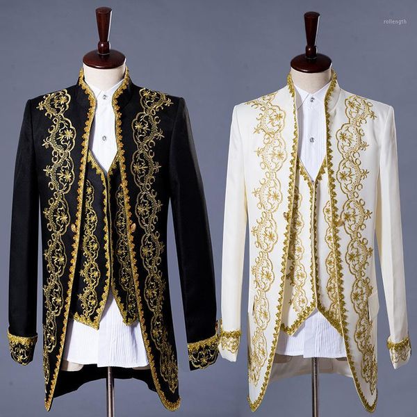 royal vintage fashion new court men suit opera drama performance european earl gold appliqued men long coat party wear1, White;black
royal vintage fashion new court men suit opera drama performance european earl gold appliqued men long coat party wear1, White;black