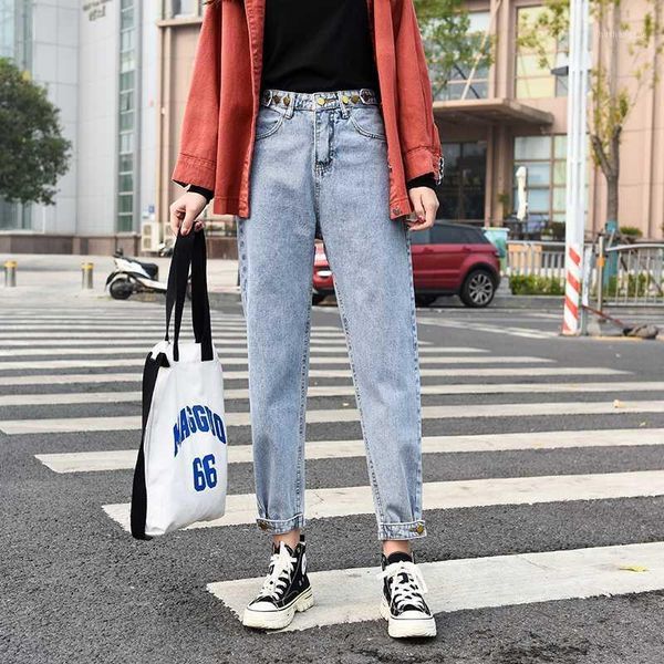 jeans for women high waist baggy jeans loose leisure harem pants many buttons adjust fashion cargo pants female 2020 new1, Blue
jeans for women high waist baggy jeans loose leisure harem pants many buttons adjust fashion cargo pants female 2020 new1, Blue