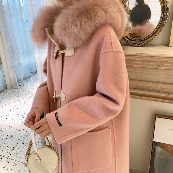 women's wool & blends the winter 2021 luxury fur han edition horn double-sided cashmere coat of female in long woollen, Black
women's wool & blends the winter 2021 luxury fur han edition horn double-sided cashmere coat of female in long woollen, Black