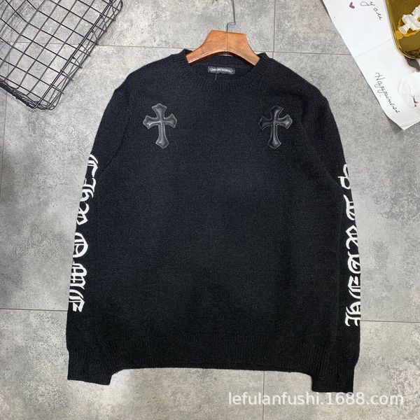 outlet brand chcroxin 20 new style embroidered leather back big cross with two sleeve letters crew neck sweater for men and women, Black
outlet brand chcroxin 20 new style embroidered leather back big cross with two sleeve letters crew neck sweater for men and women, Black