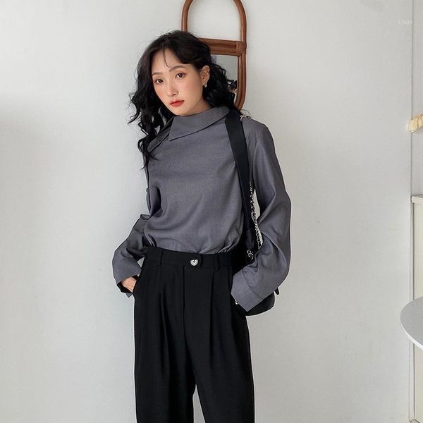 autumn new style independent design oblique placket button decoration long-sleeved shirt loose and handsome blouse1, White
autumn new style independent design oblique placket button decoration long-sleeved shirt loose and handsome blouse1, White