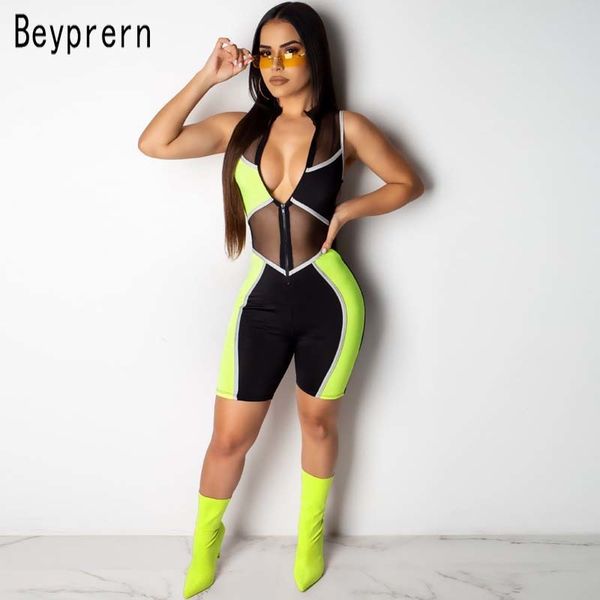 beyprern hollow out net yarn sleeveless zipper front skinny romper stylish mesh patchwork one piece short jumpsuit overalls t200704, Black;white
beyprern hollow out net yarn sleeveless zipper front skinny romper stylish mesh patchwork one piece short jumpsuit overalls t200704, Black;white