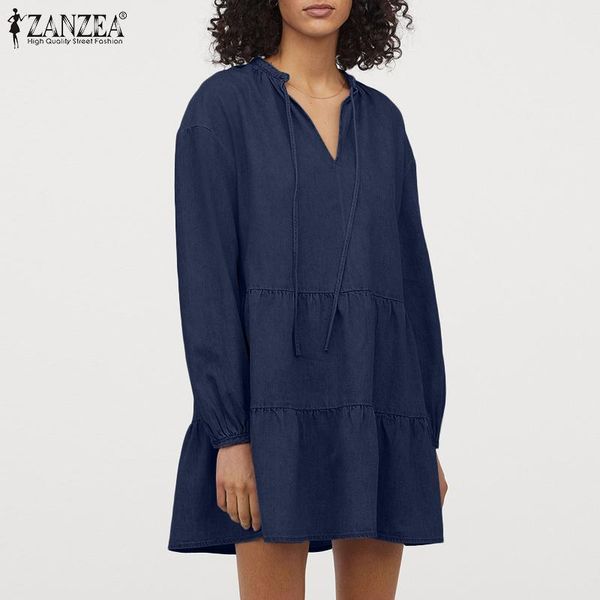 casual dresses female solid ruffle robe zanzea fashion mini dress womens v neck denim vestidos chic long sleeve oversized -5xl, Black;gray
casual dresses female solid ruffle robe zanzea fashion mini dress womens v neck denim vestidos chic long sleeve oversized -5xl, Black;gray