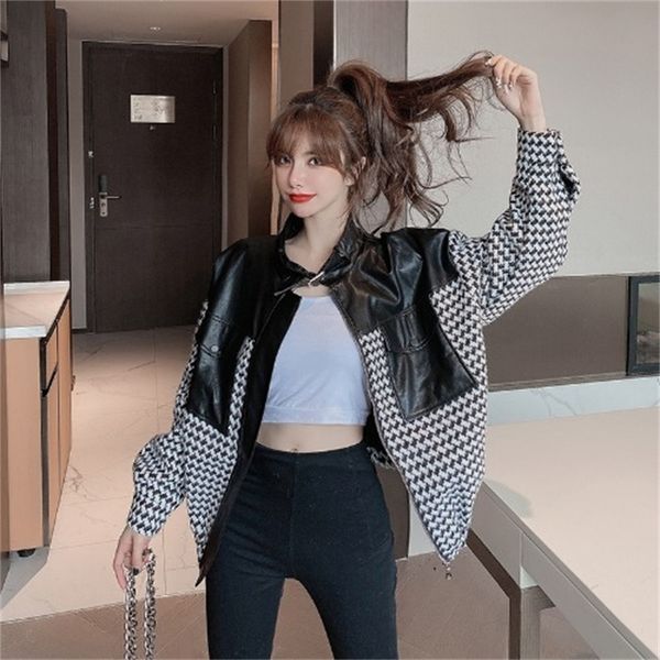 2021 new new korean style small short women french houndstooth stitching fur woolen coat q8k0, Black;brown
2021 new new korean style small short women french houndstooth stitching fur woolen coat q8k0, Black;brown