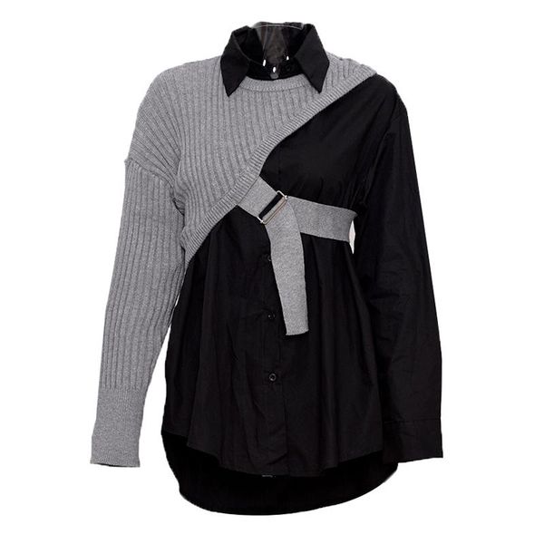 deat 2020 autumn new arrivals long sleeve turn down collar shirt single sleeve knitted short two piece set women 704, Gray
deat 2020 autumn new arrivals long sleeve turn down collar shirt single sleeve knitted short two piece set women 704, Gray