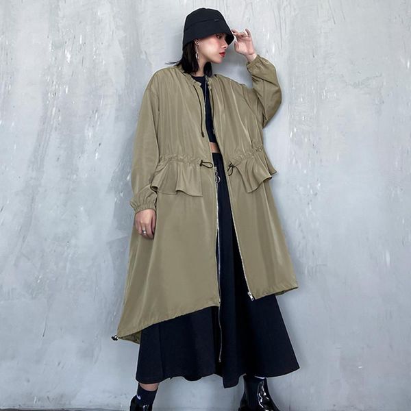 women's trench coats yourseason spring autumn ladies windproof loose 2021 fashion casual solid color irregular women ruffles zippers, Tan;black
women's trench coats yourseason spring autumn ladies windproof loose 2021 fashion casual solid color irregular women ruffles zippers, Tan;black