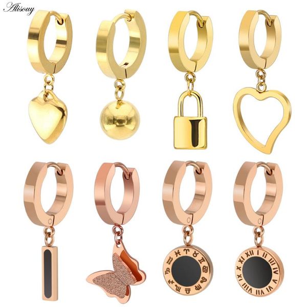 alisouy 2pc black shell butterfly heart lock ball hoop earrings for women rose gold color titanium steel female earrings jewelry, Golden;silver
alisouy 2pc black shell butterfly heart lock ball hoop earrings for women rose gold color titanium steel female earrings jewelry, Golden;silver