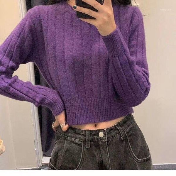 women new 2021 autumn winter sweater female loose casual solid color sweaters long-sleeved knitwear short pullover jumpers s9201, White;black
women new 2021 autumn winter sweater female loose casual solid color sweaters long-sleeved knitwear short pullover jumpers s9201, White;black