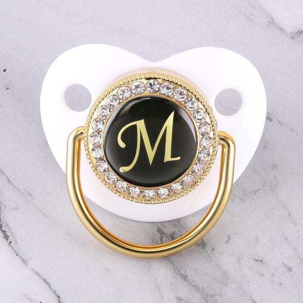 0-12 Months Bling Baby Pacifier 26 Initials Letter M Newborn Infant Soother Chupete Sucette Dummy Nipples For Baby Shower Gift