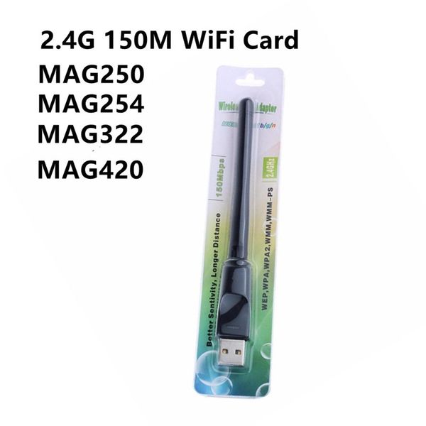 

2.4ghz 150mbps wireless usb network adapter 2db wifi antenna wlan card receiver for mag250 mag254 mag322 stb
