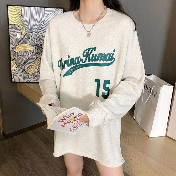 spring and autumn new sweater korean women's casual versatile letter printing loose large medium length round neck sweater for women 34, Black
spring and autumn new sweater korean women's casual versatile letter printing loose large medium length round neck sweater for women 34, Black