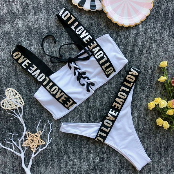 letter printed brazilian bikini women swimwear female swimsuit two-pieces bikini set lace up bathing suit swim wear s-2xl, White;black
letter printed brazilian bikini women swimwear female swimsuit two-pieces bikini set lace up bathing suit swim wear s-2xl, White;black