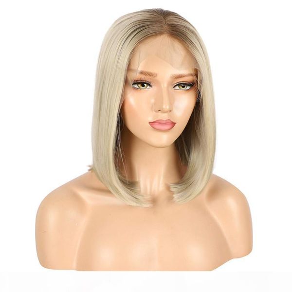 dark roots short bob lace front wigs blonde ombre wig middle part straight glueless synthetic wigs for women 14inch, Black
dark roots short bob lace front wigs blonde ombre wig middle part straight glueless synthetic wigs for women 14inch, Black