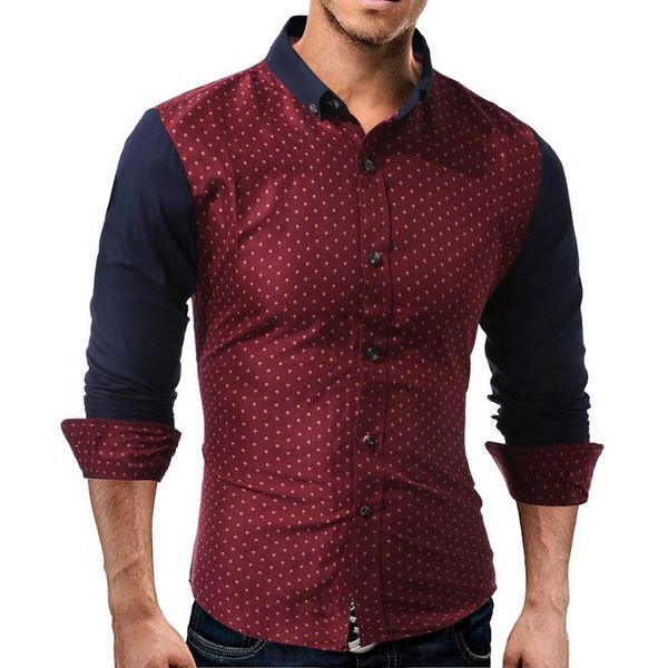 new fashion long-sleeved mens shirts cotton stitching slim polka dot business casual shirts for men, White;black
new fashion long-sleeved mens shirts cotton stitching slim polka dot business casual shirts for men, White;black