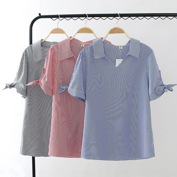 2020 new casual blouse artistic vertical stripe lapel t- shirt loose sleeve lace up short sleeve t-shirt for women vmehy, White
2020 new casual blouse artistic vertical stripe lapel t- shirt loose sleeve lace up short sleeve t-shirt for women vmehy, White