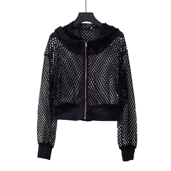neatie kiddie black hollow out perspective streetwear jacket coat women's clothes hooded zipper loose outwear, Black;brown
neatie kiddie black hollow out perspective streetwear jacket coat women's clothes hooded zipper loose outwear, Black;brown