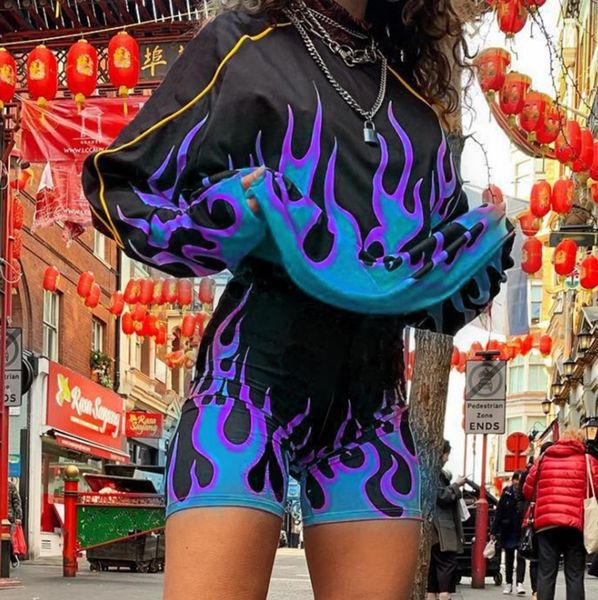 women streetwear fashion printed two pieces sets 2020 trendy ladies casual sweater + shorts womens flame printed hip hop suits, Gray
women streetwear fashion printed two pieces sets 2020 trendy ladies casual sweater + shorts womens flame printed hip hop suits, Gray