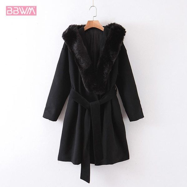with belt thick warm woolen cloth with faux fur collar overcoat coat women's vintage slim black fashion winter chic female1
with belt thick warm woolen cloth with faux fur collar overcoat coat women's vintage slim black fashion winter chic female1